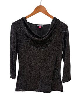 Vince Camuto Black Sequin Evening Party Top – Size S